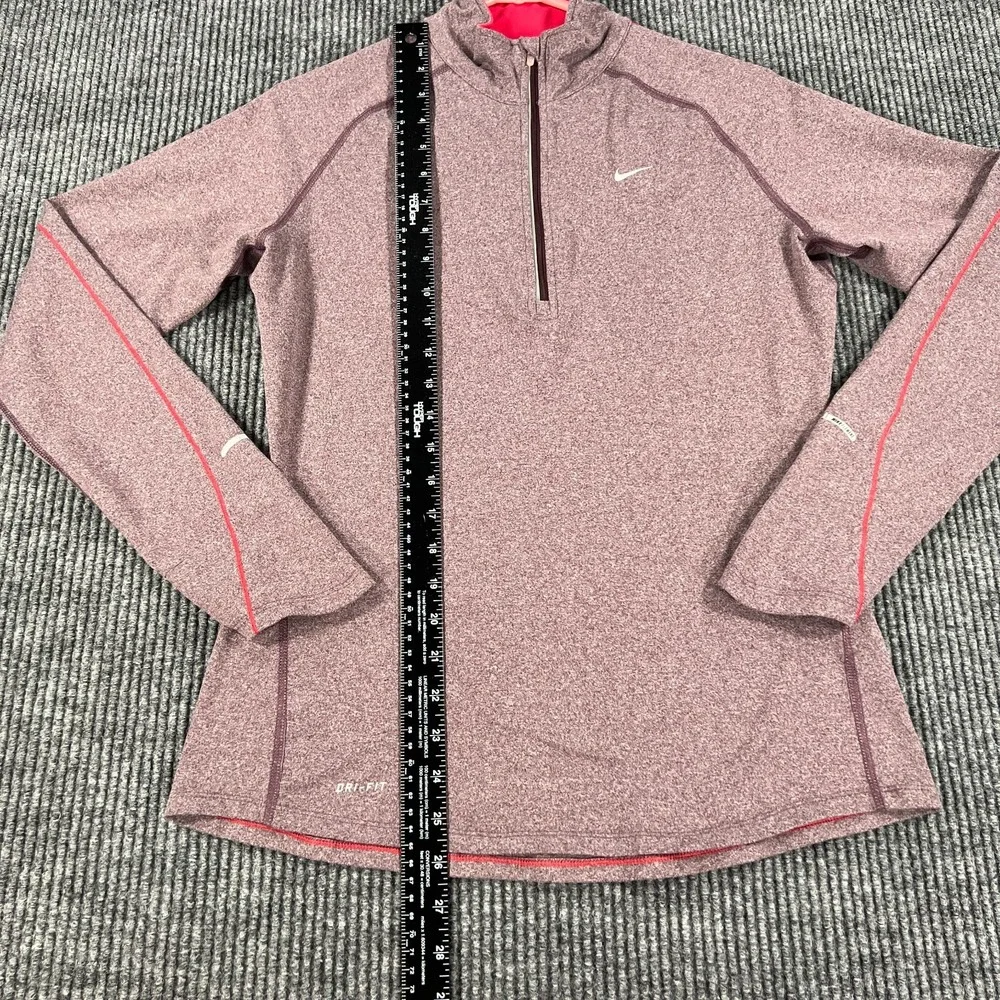 Nike Womens Shirt 1/4 Zip Pullover Medium Purple Long Sleeve Dri-Fit Activewear